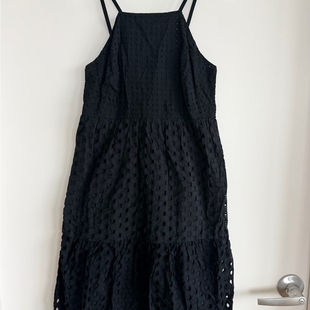 Loft Eyelet Black Sleeveless Dress 0P